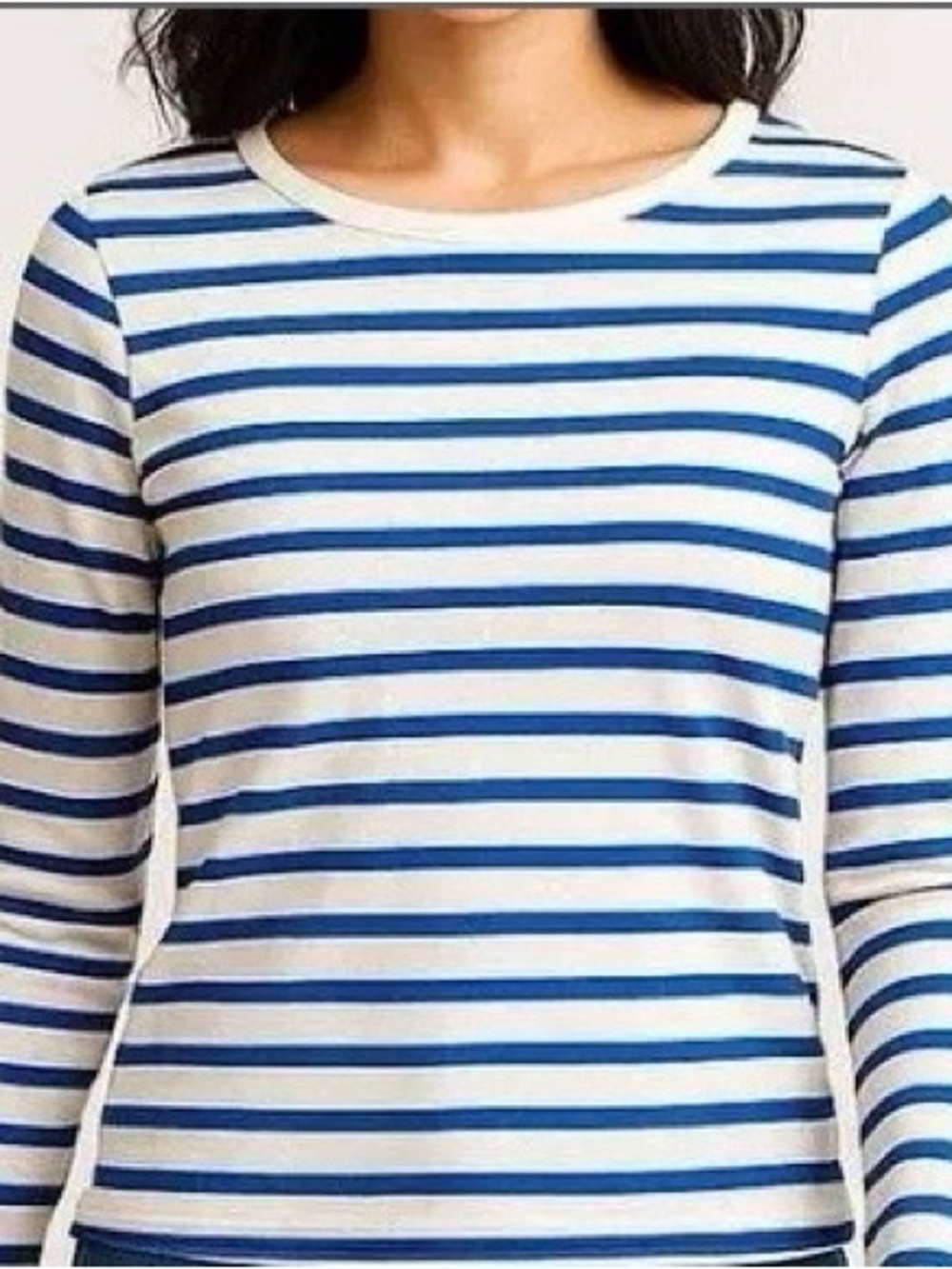 GAP Organic Cotton Navy & White Striped Long-Sleeve Crewneck Top XS